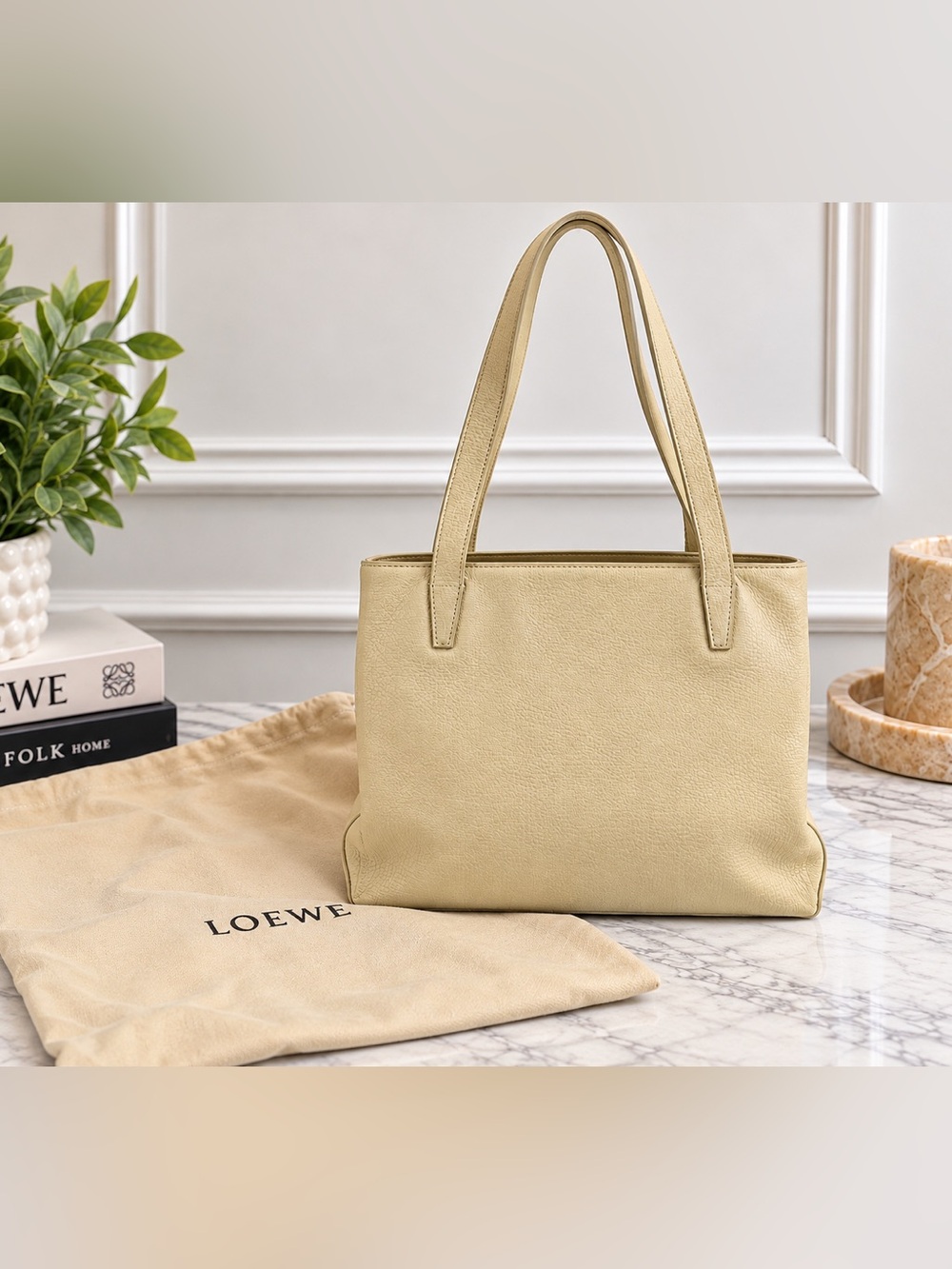 Loewe Beige Leather Tote Bag – Certified Authentic